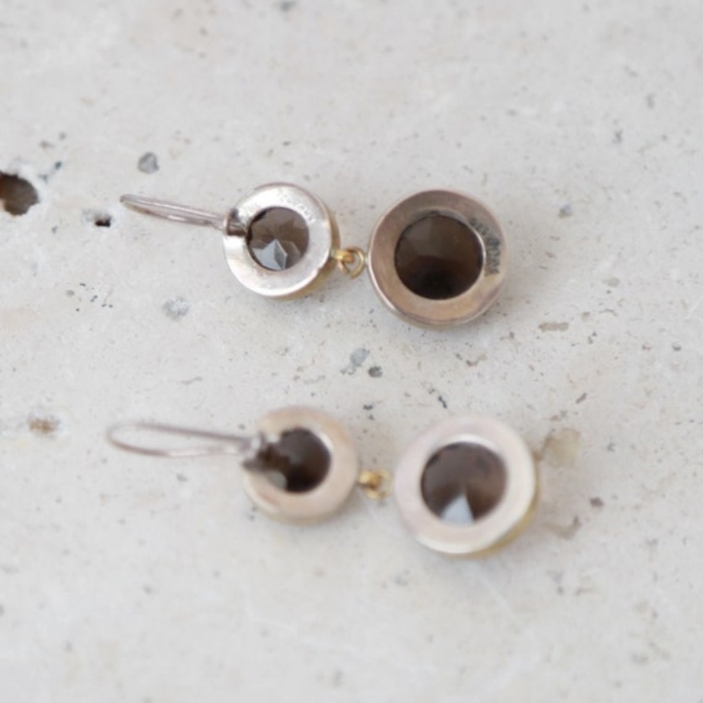 BORA Smoky quartz gold sterling silver earrings - Picture 5 of 7
